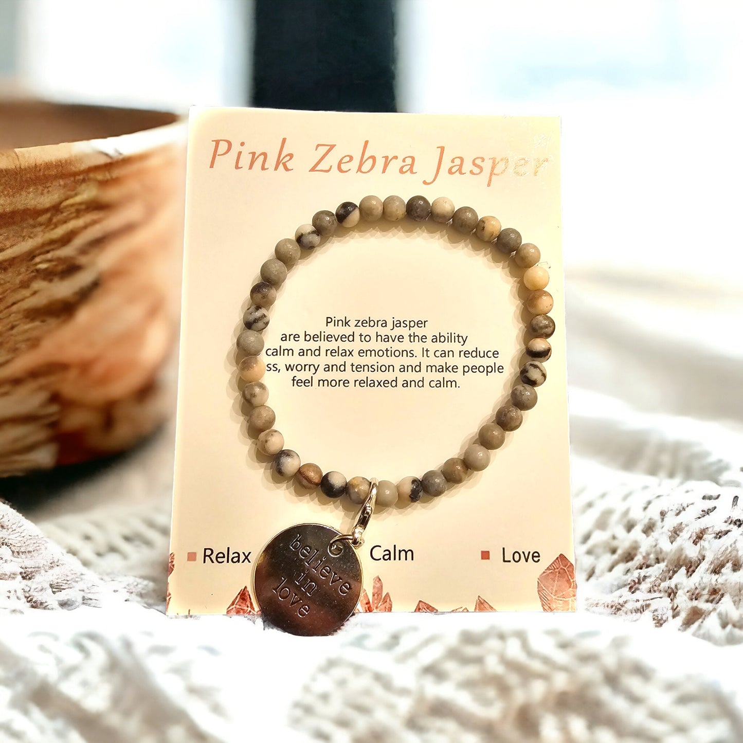 4mm Healing Stone Beaded Bracelets Positive Affirmation Charms