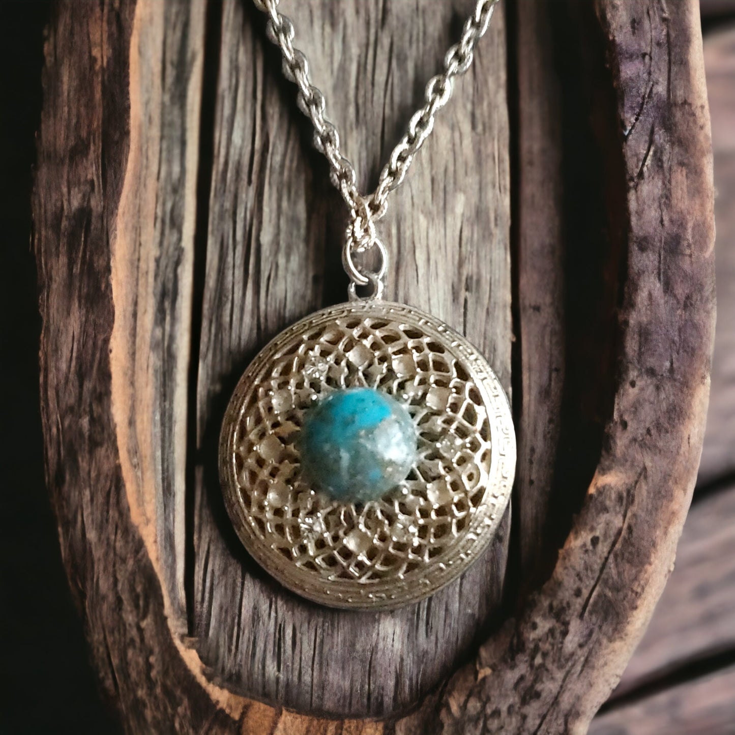 Round Turquoise Stone Pendant Necklace, Boho Chic Jewelry, Everyday Accessory, Perfect Gift for Her