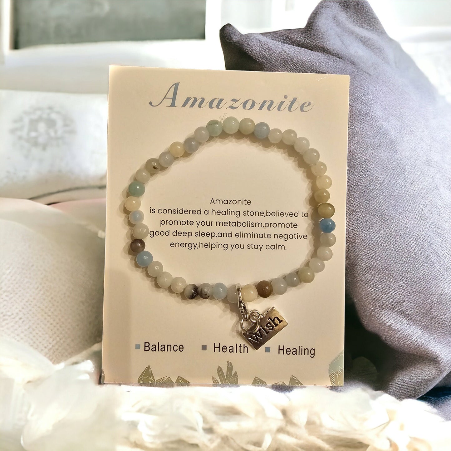 4mm Healing Stone Beaded Bracelets Positive Affirmation Charms