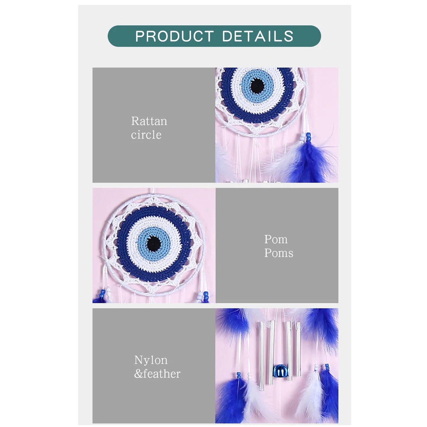 Blue Evil Eye Dream Catcher For Home Holiday Decor