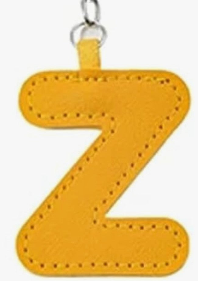 Leather letter charm accent with Swivel snap hook keychain stylish bag accessory