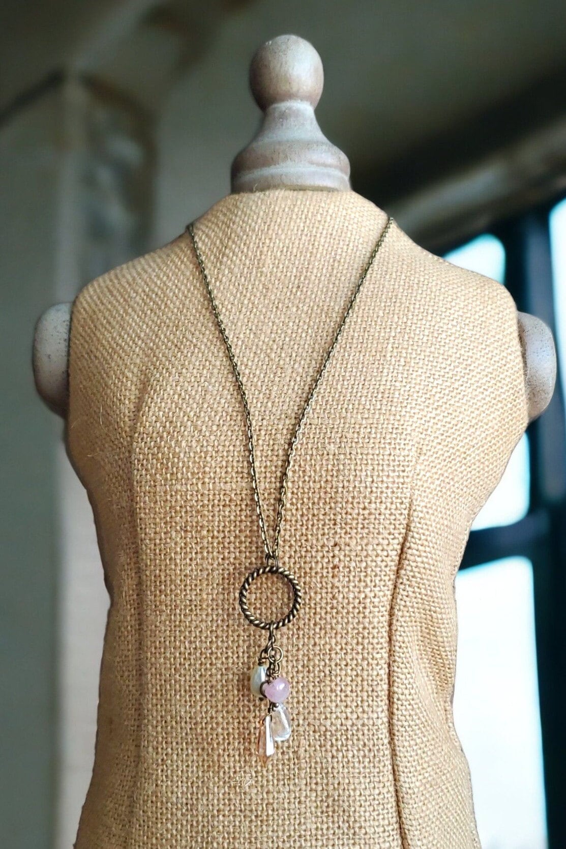 Dazzling Cluster Crystal Necklace - Bronze Circular Pendant - Elegant Statement Jewelry - Perfect Gift for Her