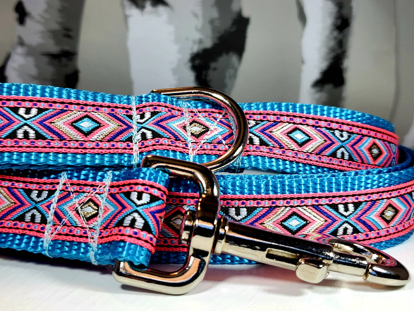Pink Southwest Dog Collar, Leash, or Martingale - Large Adjustable Collar for Active Dogs - Perfect Gift for Dog Lovers