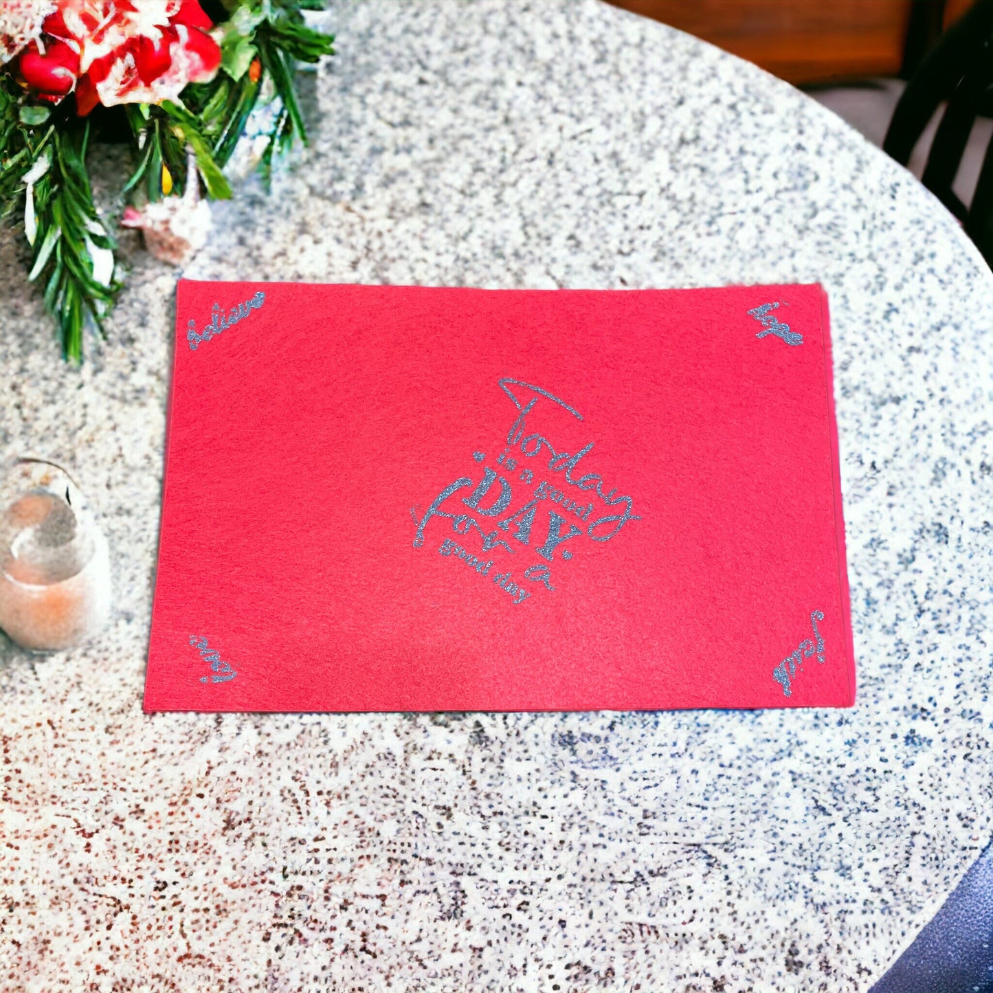 Hand Painted Prayer Decor Mat - Intricate Felt Design for Meditation & Worship - Unique Housewarming Gift