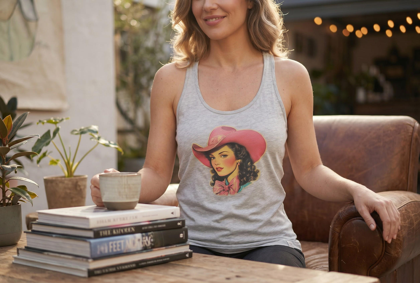Vintage Cowgirl Graphic Tank Top, Western Rodeo Cotton Summer Large Tee