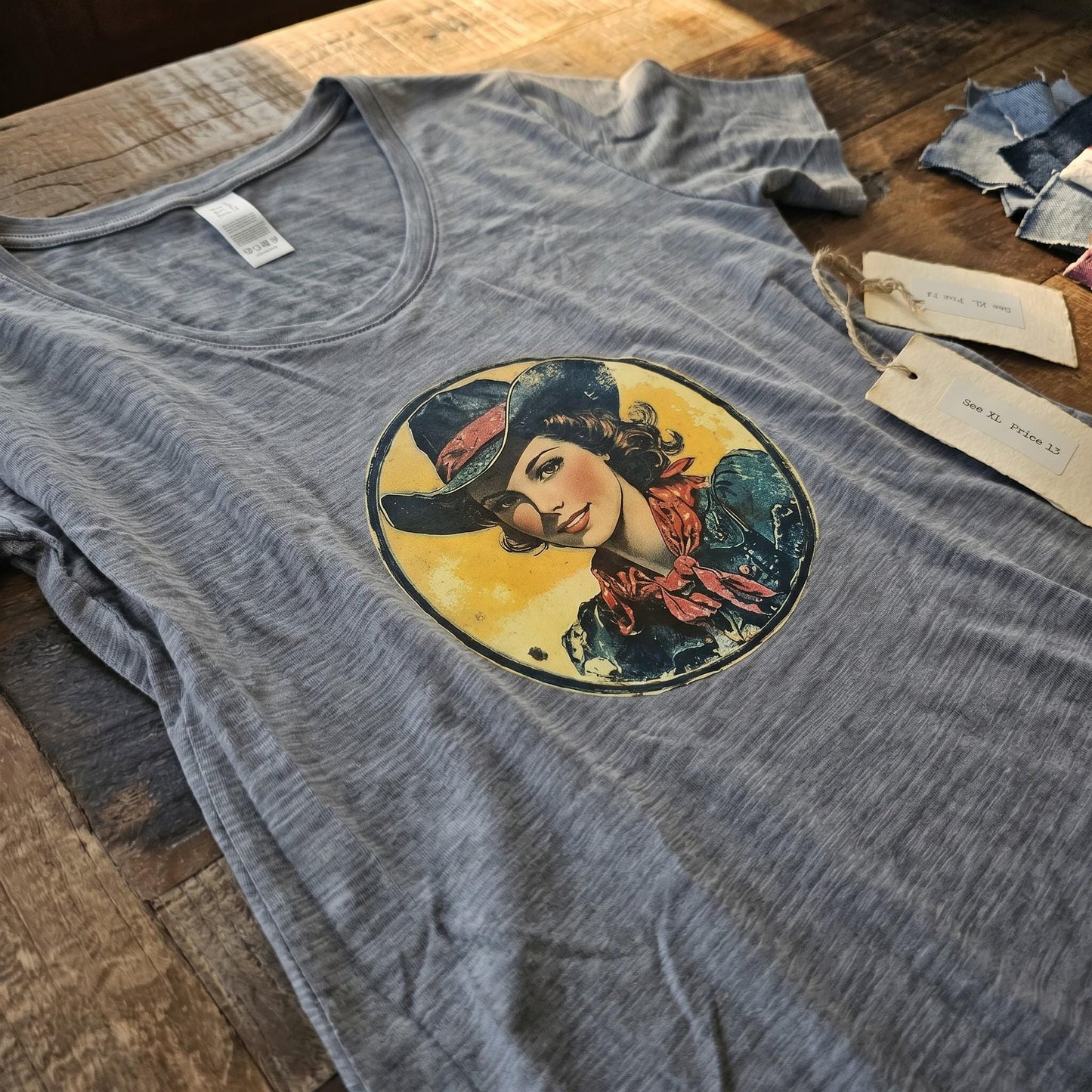 Vintage Cowgirl Graphic Tee, Retro Western Cotton Top, Soft Rustic Comfort