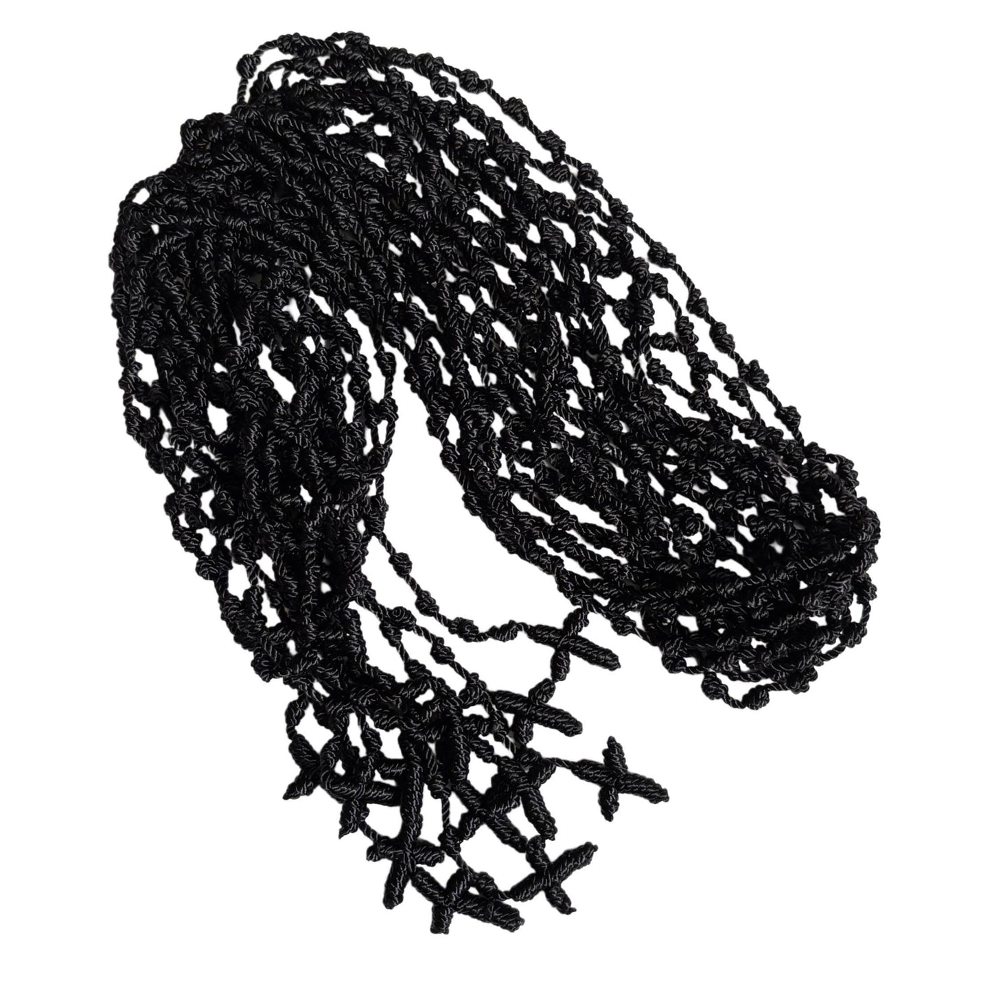 Hand Braided Rope Rosary 18" BLACK