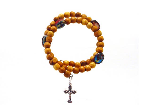 Olive Wood Bracelet Rosary Round