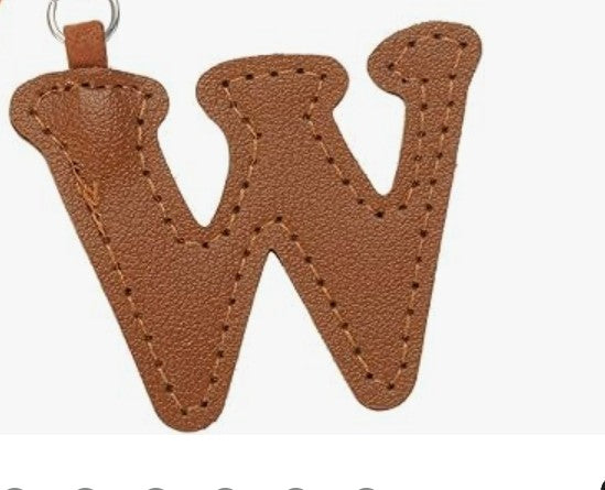 Leather letter charm accent with Swivel snap hook keychain stylish bag accessory