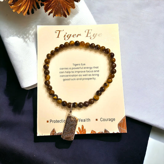 4mm Healing Stone Beaded Bracelets Positive Affirmation Charms
