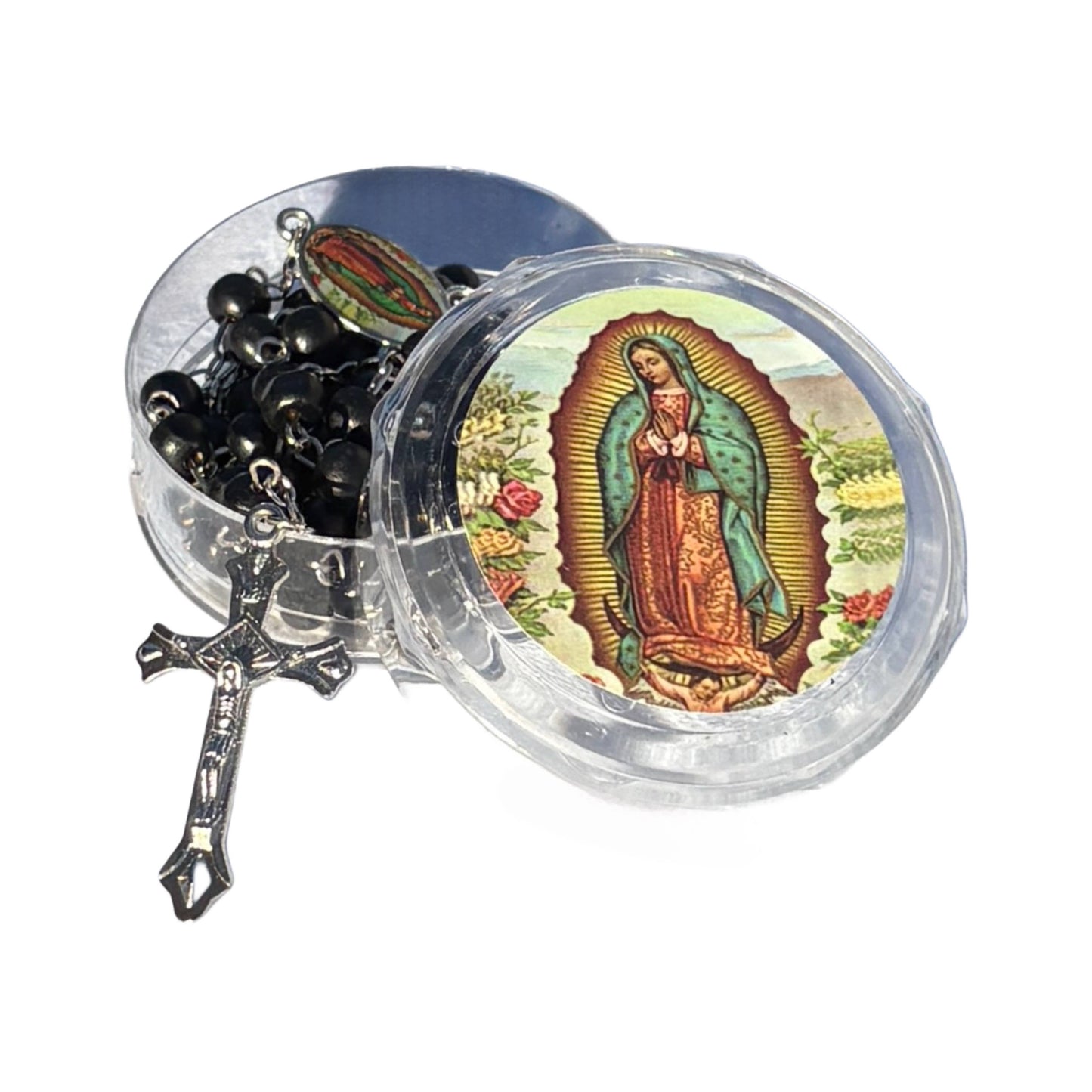 Our Lady of Guadalupe Wooden Rosary 20” with storage box