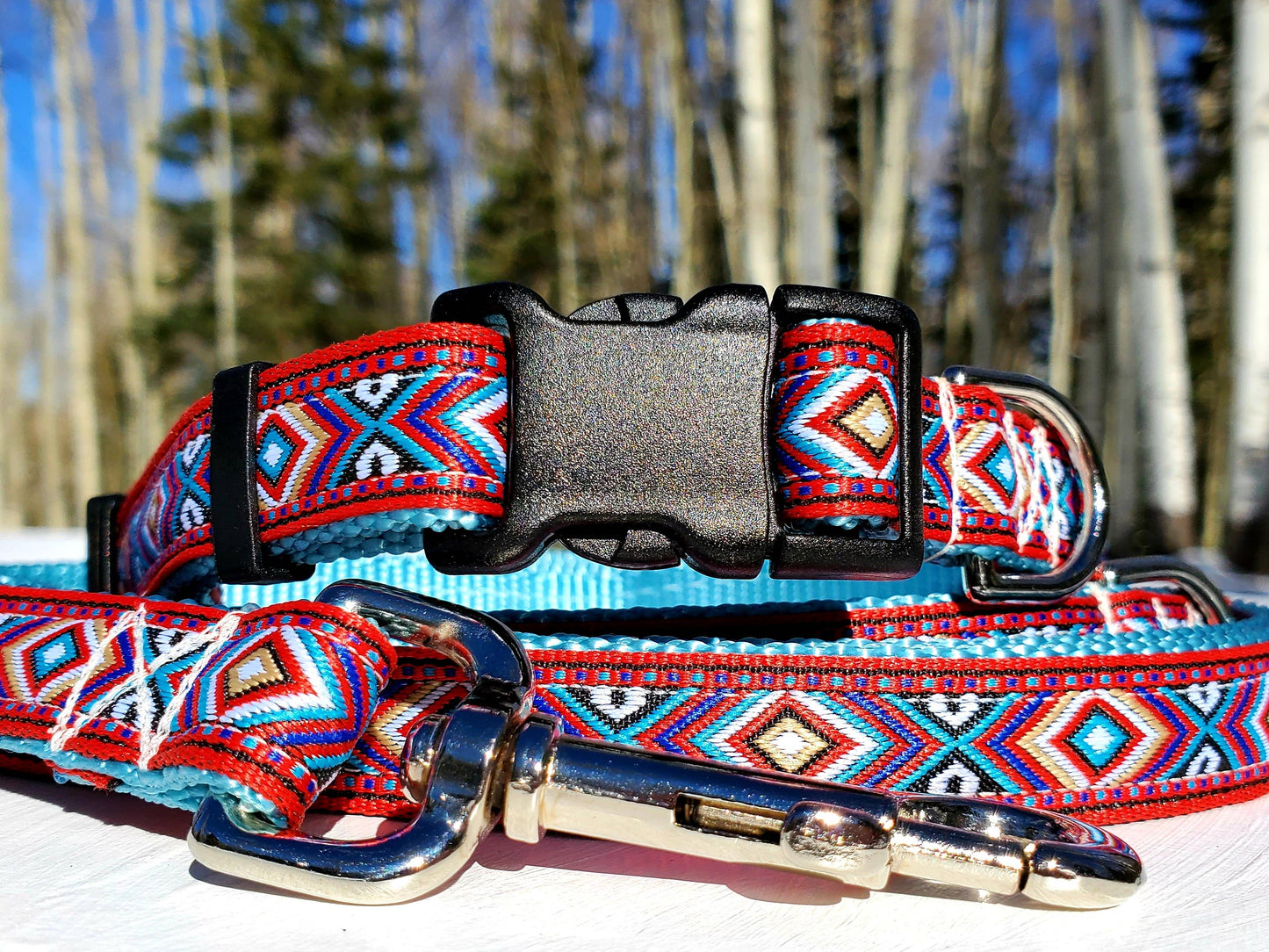 Durable 3/4" Southwest Dog Collar with Leash & Martingale – Fit for Stylish Walks & Training – Gift for Dogs & Pet Enthusiasts