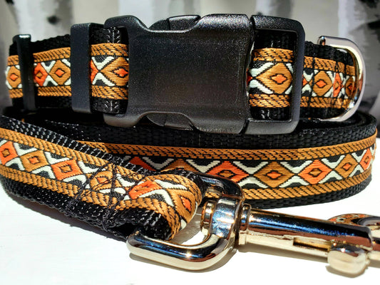 1" Black Southwest Dog Collar, Leash, or Martingale