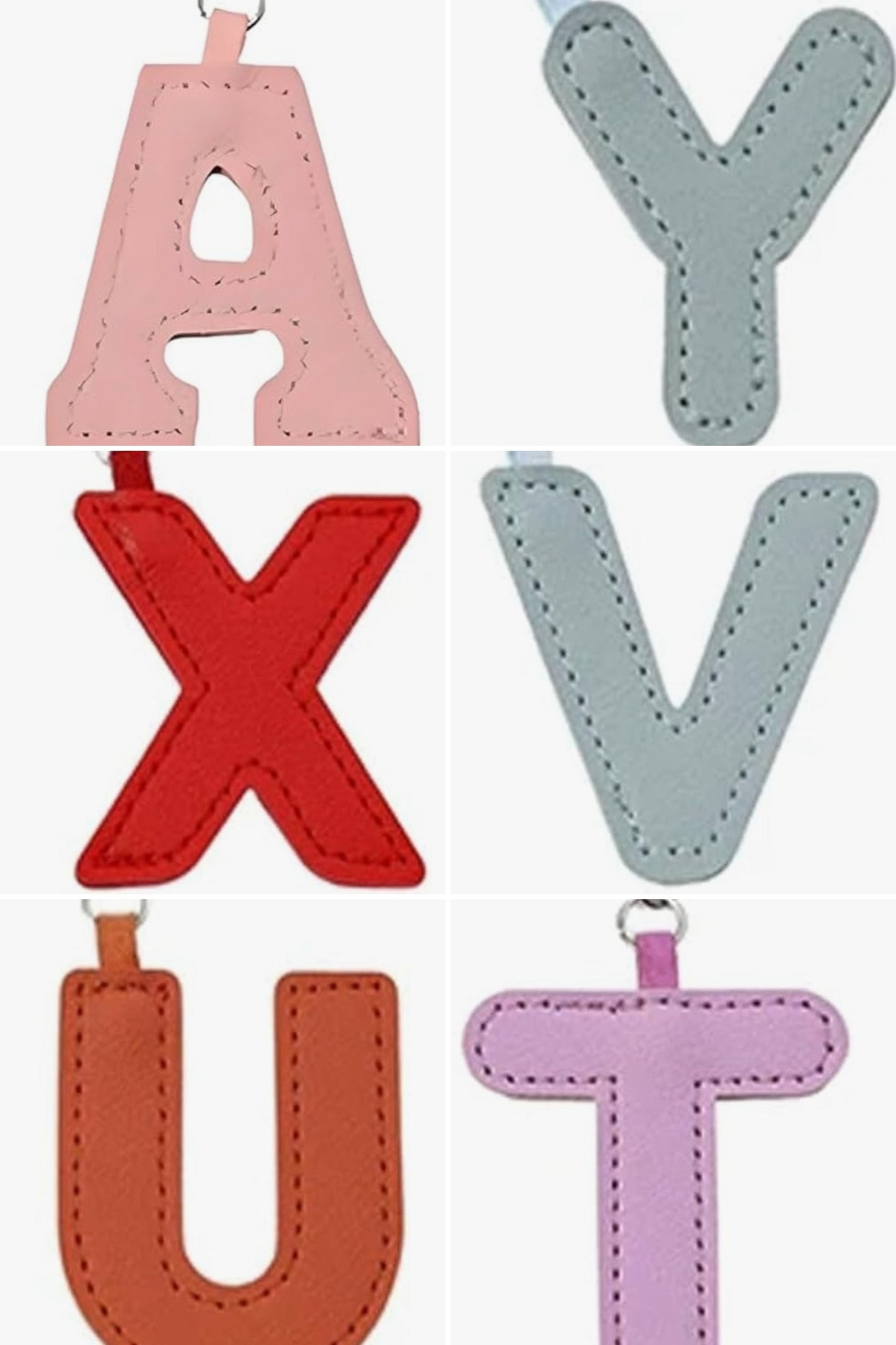 Leather letter charm accent with Swivel snap hook keychain stylish bag accessory