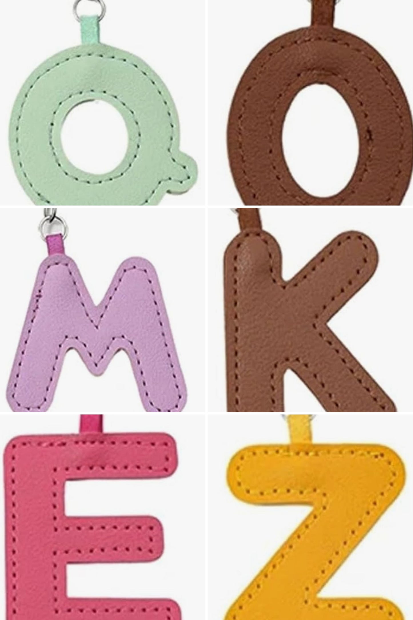 Leather letter charm accent with Swivel snap hook keychain stylish bag accessory