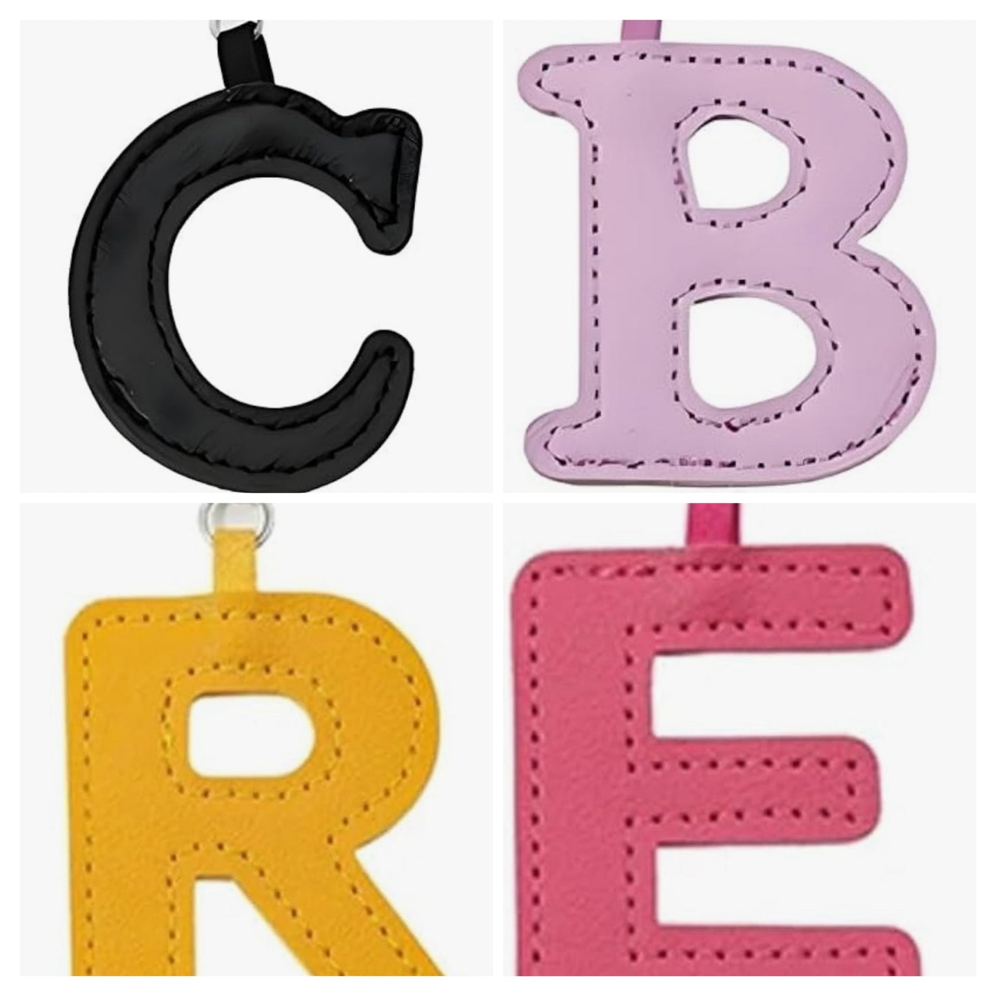 Leather letter charm accent with Swivel snap hook keychain stylish bag accessory