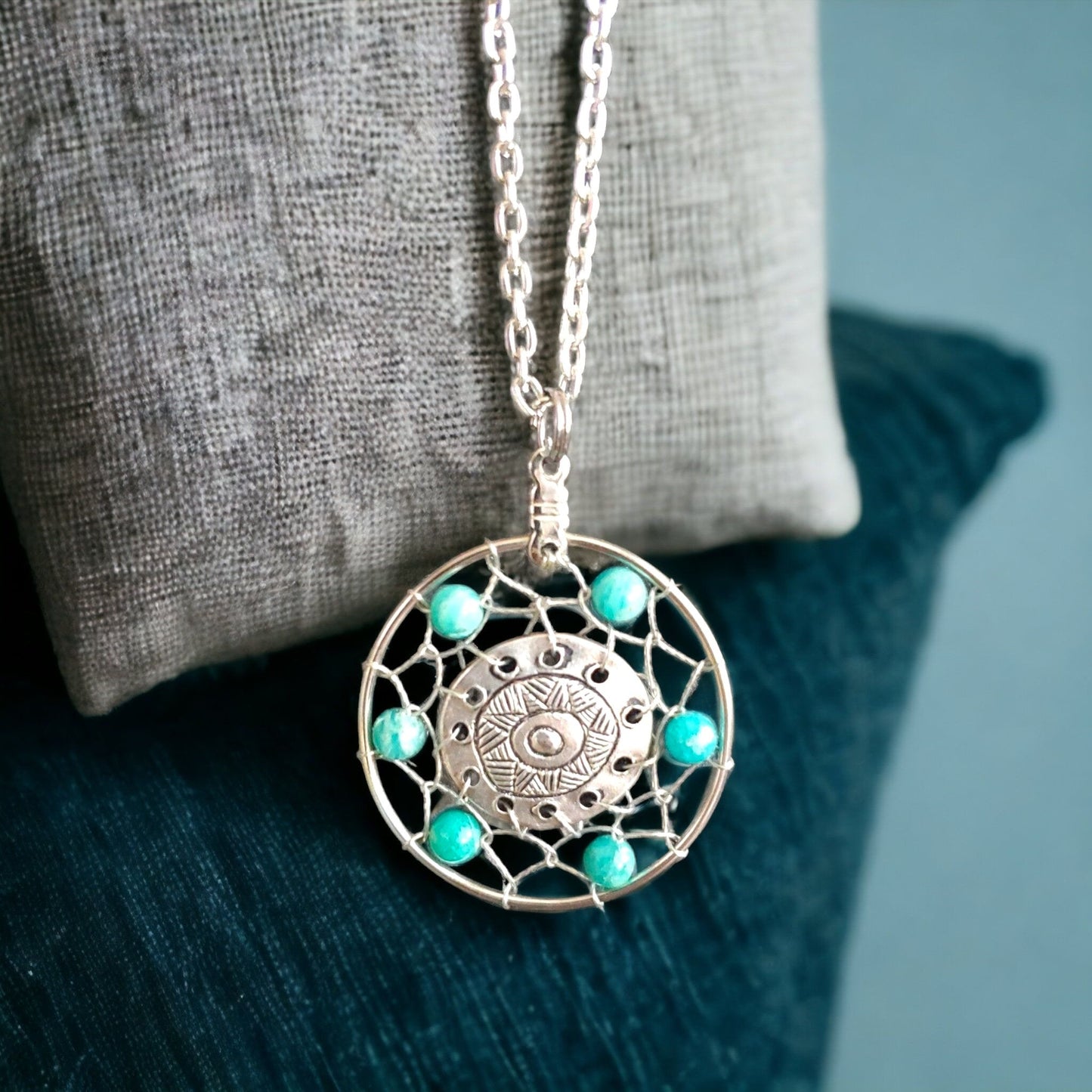 Southwestern Dreamcatcher Pendant Necklace, Native American Inspired, Spiritual Accessory, Thoughtful Gift for Friends