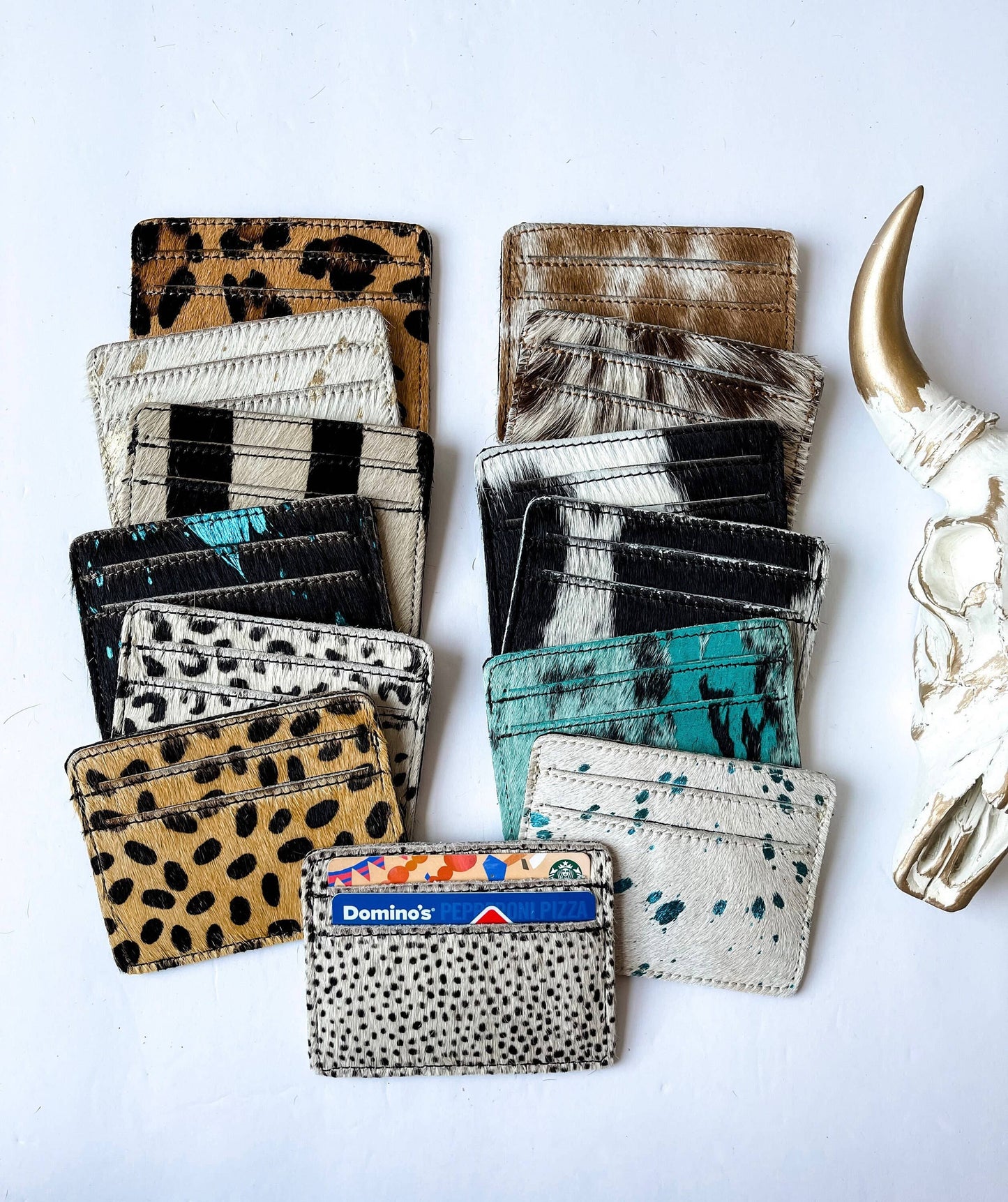 Western Cowhide Credit Card Holder - Money holder: 2 - CHEETAH SPOTS
