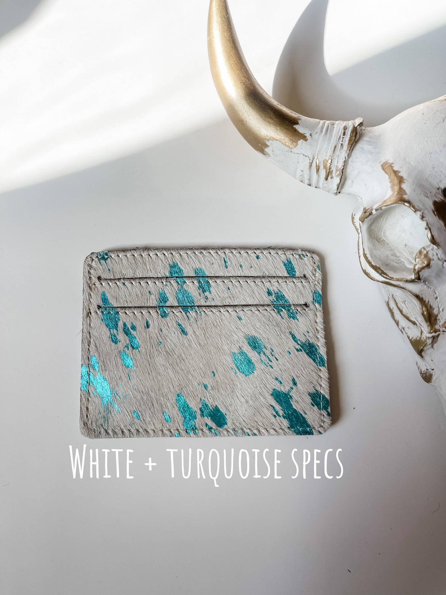 Western Cowhide Credit Card Holder - Money holder: 6 - BLACK + GOLD SPECS