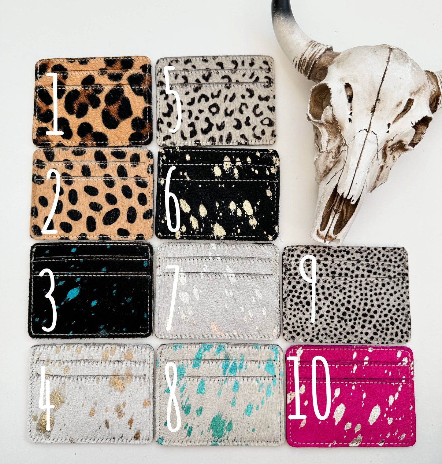 Western Cowhide Credit Card Holder - Money holder: 9 - BLACK SPOTS