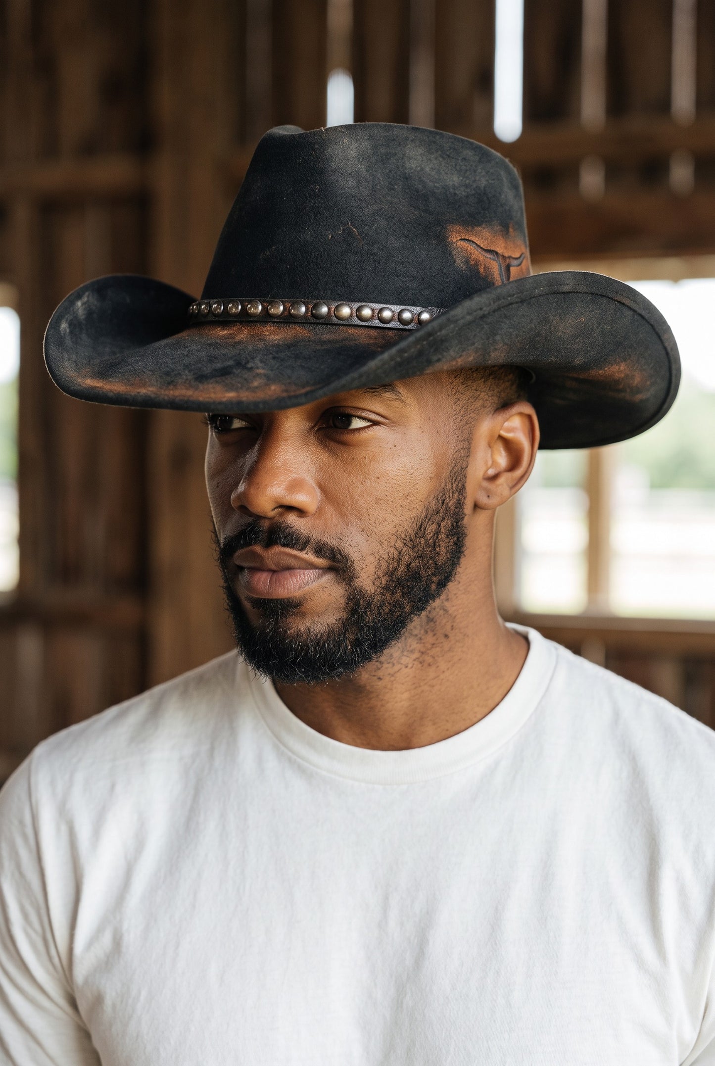 Fort Worth Longhorn Wool Hat with Cowhide Detail