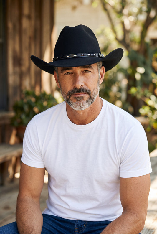 Outlaw Black Felt Cowboy Hat with Texas Star Hatband