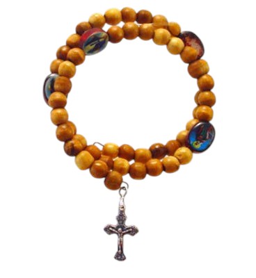 Olive Wood Bracelet Rosary Round