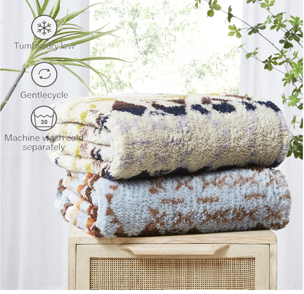 Boho Sherpa Throw Blanket, Aztec, Ultra Soft, Warm, Cozy Plush Ideal Pet Blanket