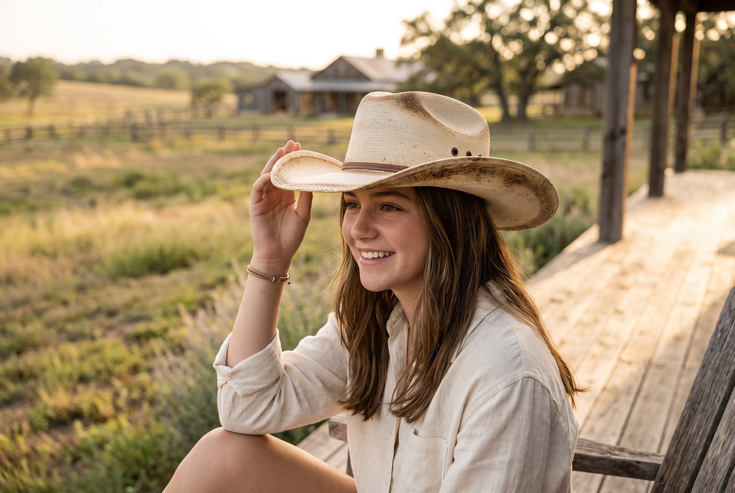 Youth Torched White Palm Cattleman Cowboy Hat