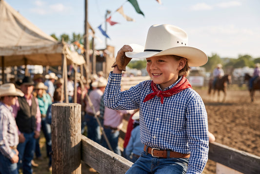 Kids Canvas Cowboy Hat | Cream with Black Hatband