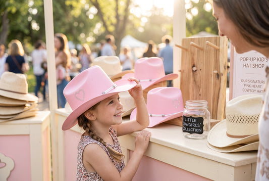 Kids Vented Cattleman Cowboy Hat with Crystal Heart-Shape Accent Black Biplay Hatband