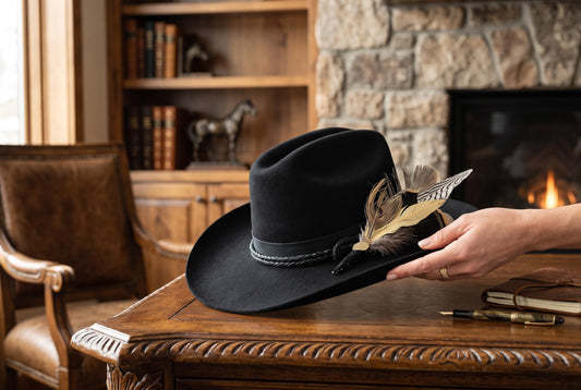 Sombra Black Cattleman Felt Hat with Braided Leather Hatband