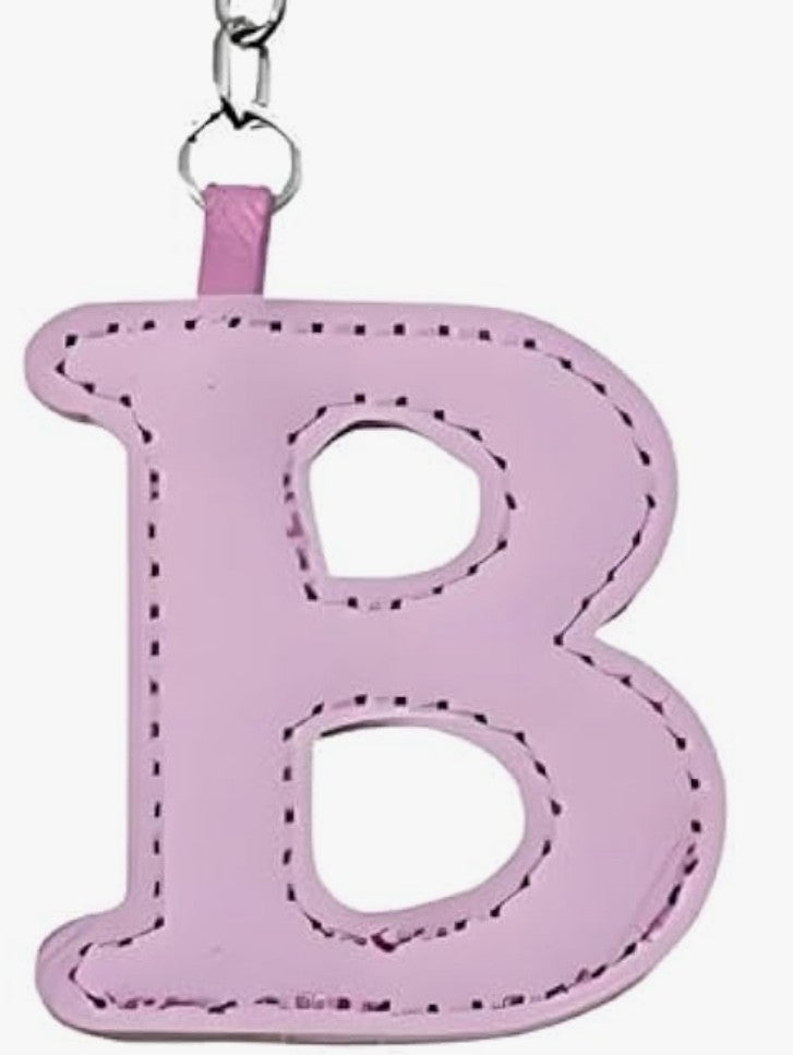 Leather letter charm accent with Swivel snap hook keychain stylish bag accessory