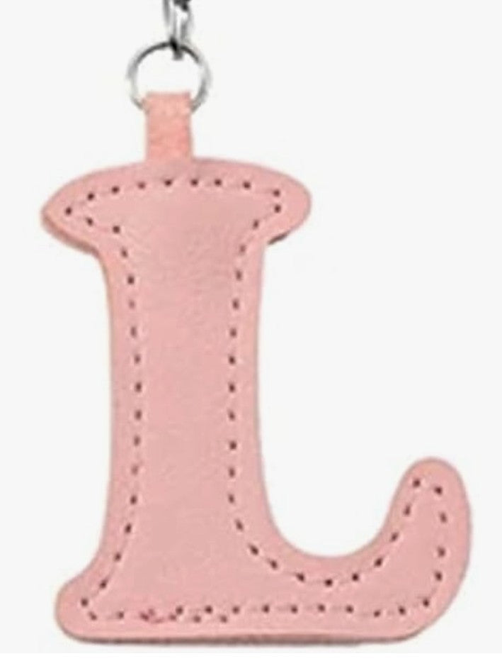 Leather letter charm accent with Swivel snap hook keychain stylish bag accessory