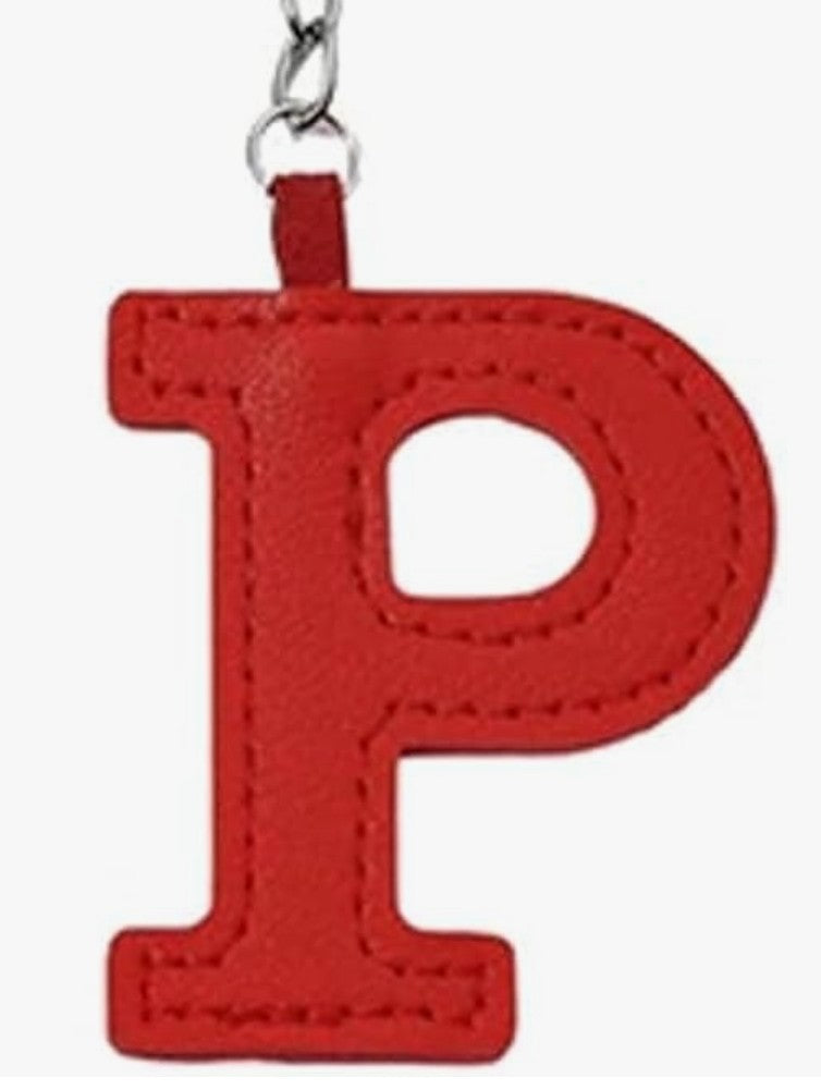 Leather letter charm accent with Swivel snap hook keychain stylish bag accessory