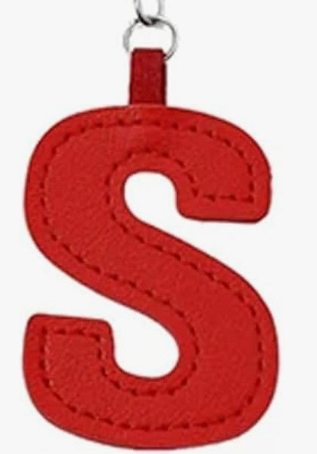 Leather letter charm accent with Swivel snap hook keychain stylish bag accessory