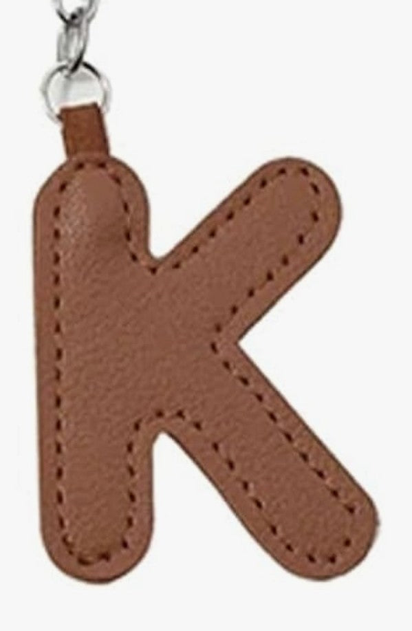 Leather letter charm accent with Swivel snap hook keychain stylish bag accessory