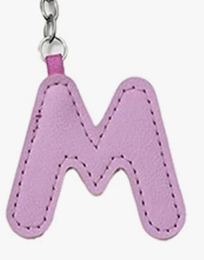 Leather letter charm accent with Swivel snap hook keychain stylish bag accessory