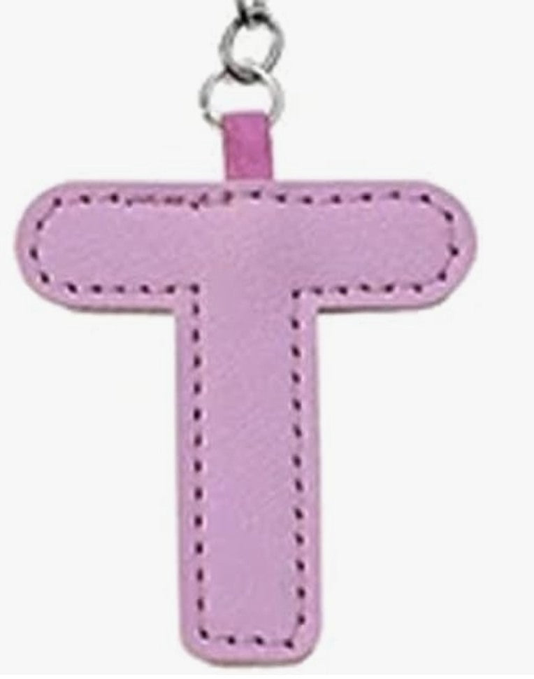 Leather letter charm accent with Swivel snap hook keychain stylish bag accessory