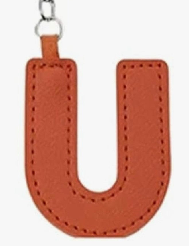 Leather letter charm accent with Swivel snap hook keychain stylish bag accessory