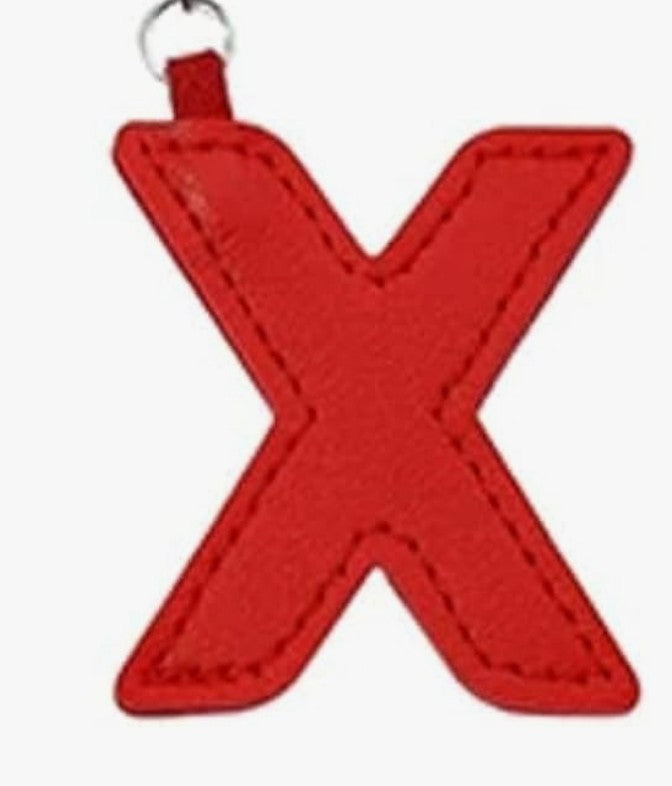 Leather letter charm accent with Swivel snap hook keychain stylish bag accessory