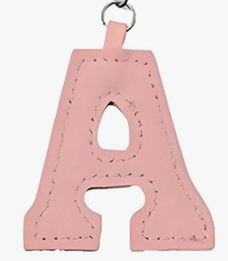 Leather letter charm accent with Swivel snap hook keychain stylish bag accessory