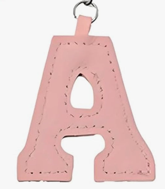 Leather letter charm accent with Swivel snap hook keychain stylish bag accessory