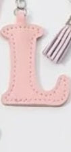 Leather letter charm accent with Swivel snap hook keychain stylish bag accessory