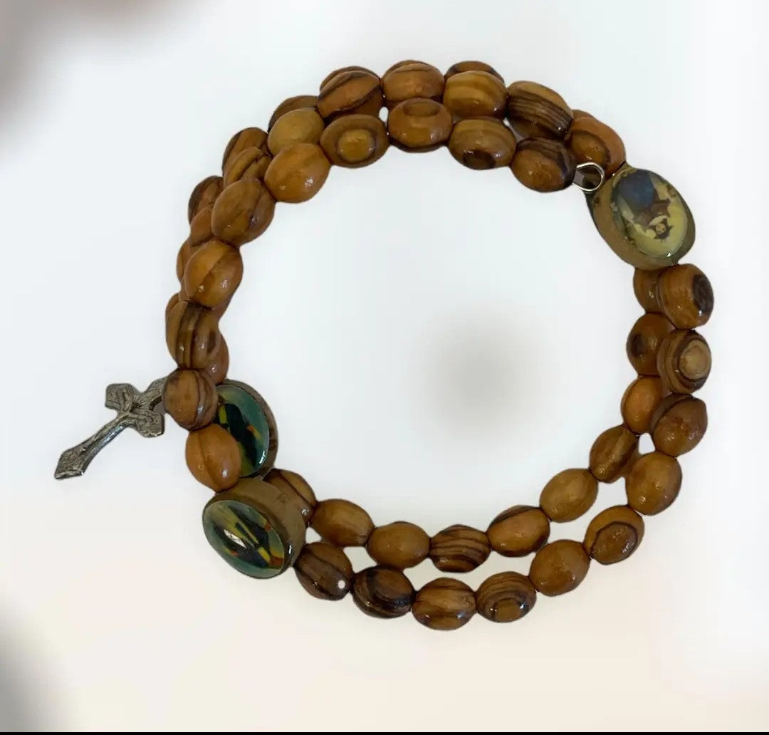 Olive Wood Bracelet Rosary Round
