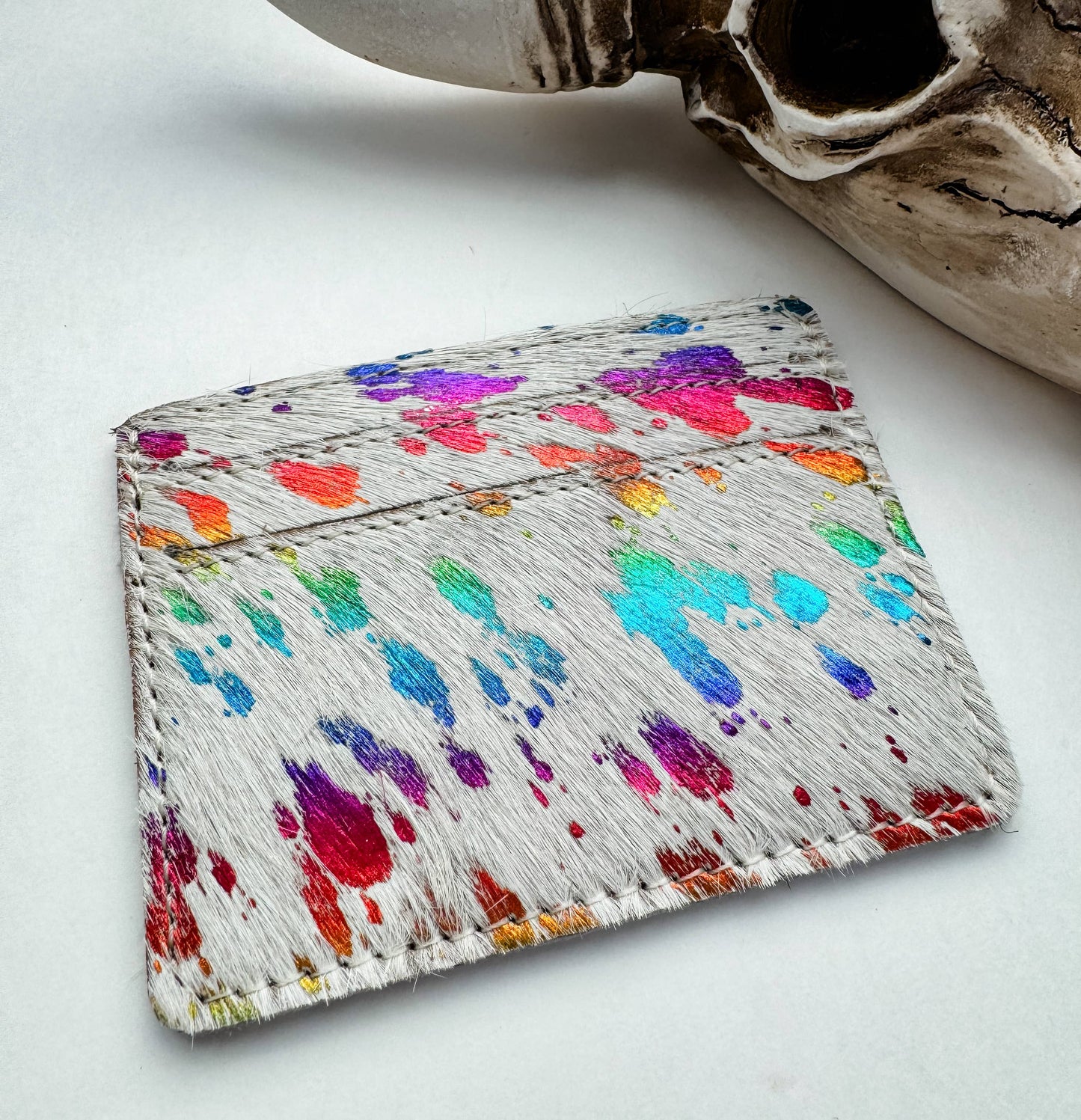 Western Cowhide Credit Card Holder - Money holder: 9 - BLACK SPOTS