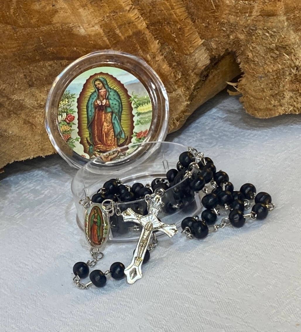 Our Lady of Guadalupe Wooden Rosary 20” with storage box