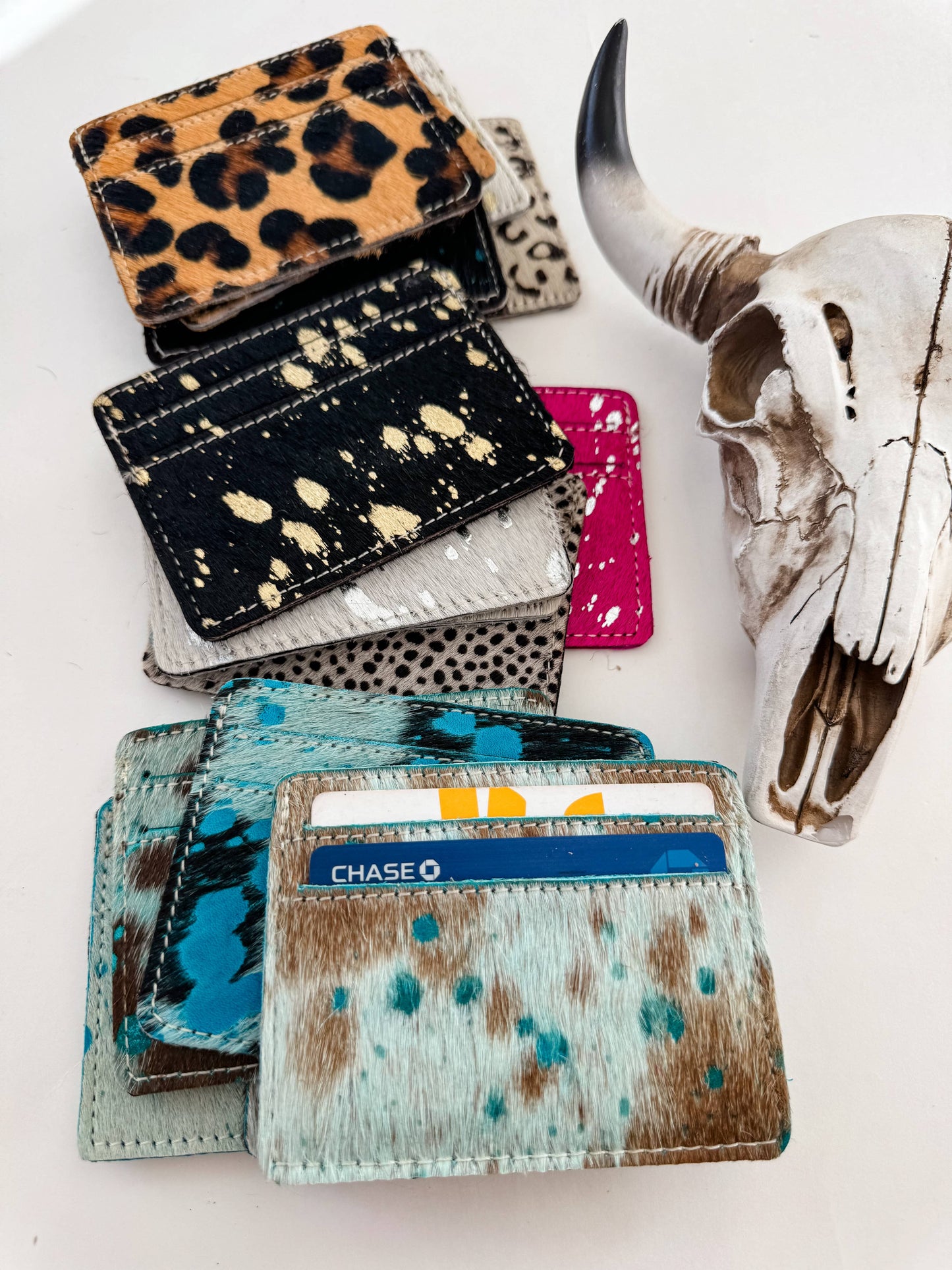 Western Cowhide Credit Card Holder - Money holder: 5 - ANIMAL PRINT