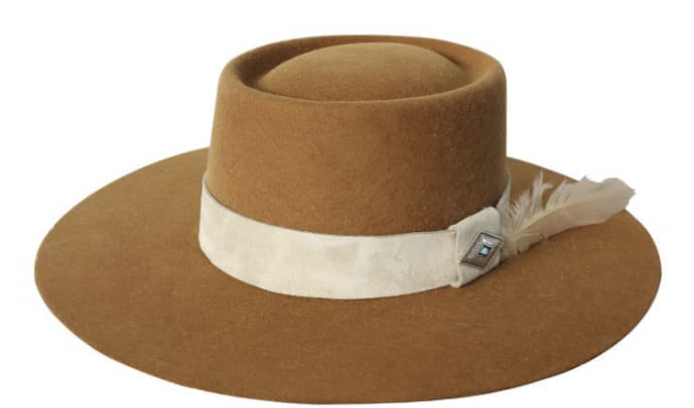 Elena Camel Gambler Felt Hat with Turquoise Concho