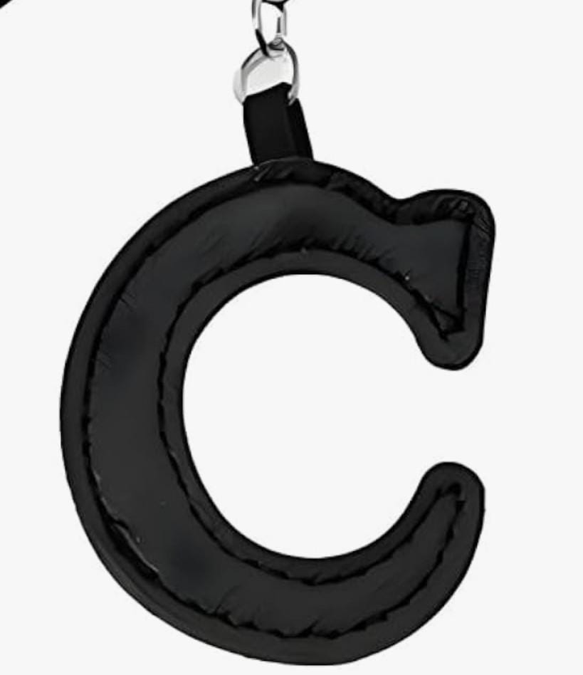 Leather letter charm accent with Swivel snap hook keychain stylish bag accessory